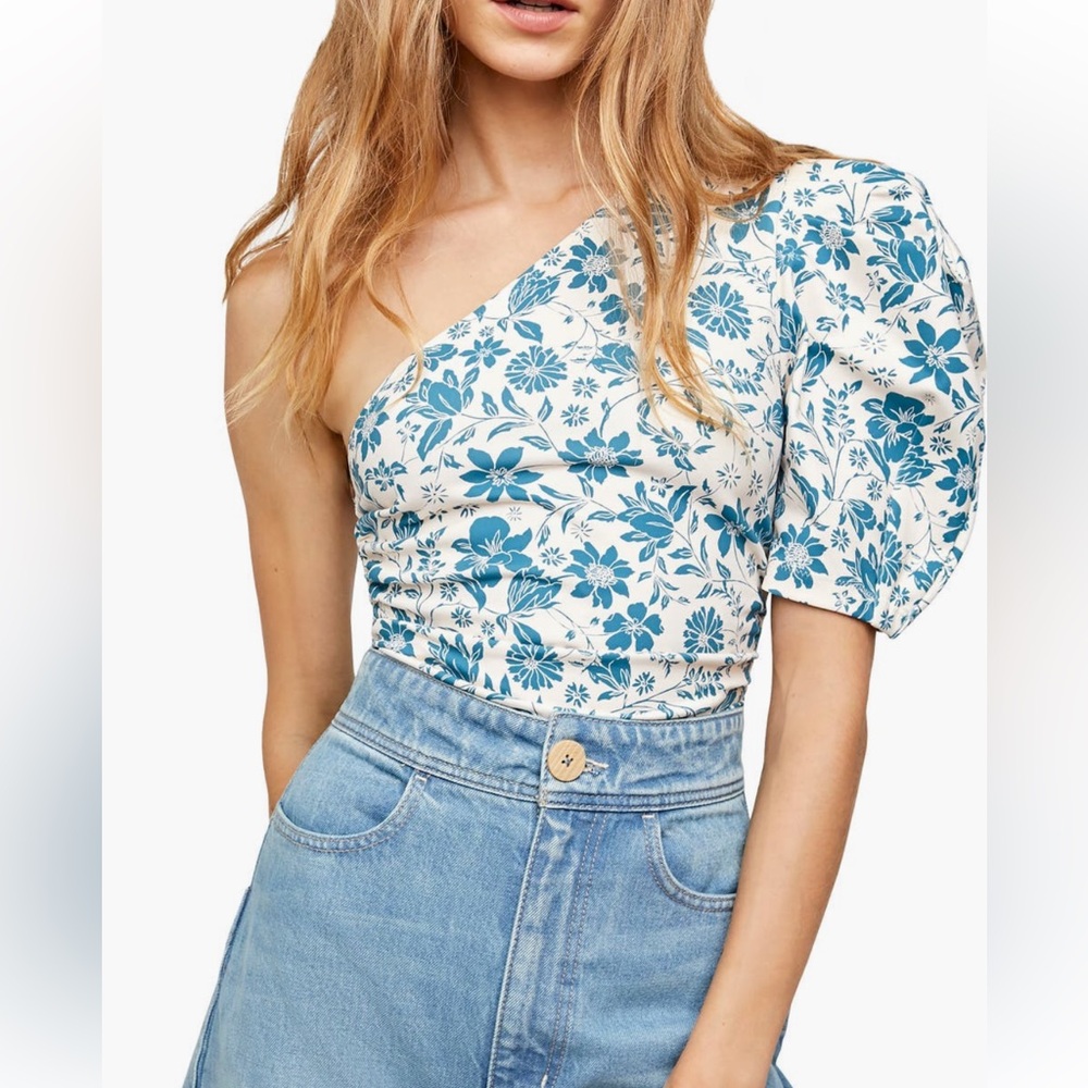 Free People One-Shoulder Floral Print Bodysuit